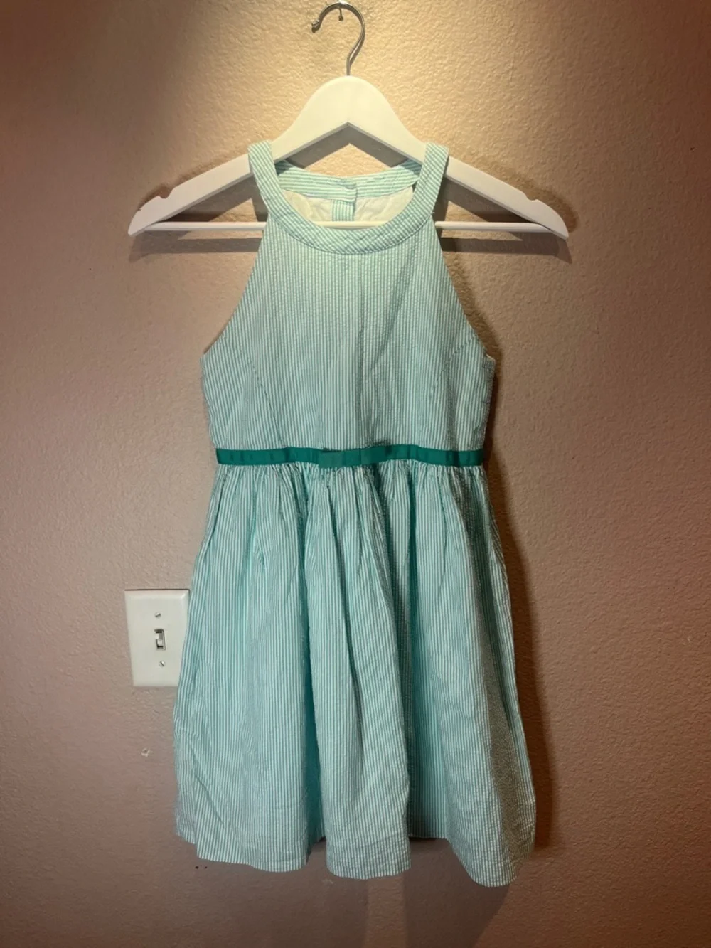 Gymboree Girl’s Green white Seersucker Cotton Dress Size 12